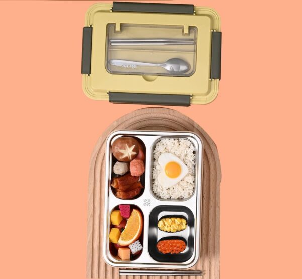 Stainless Steel Bento Box — 3-Compartment, Leak Proof Lunch — HomeTribe UAE