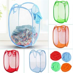 Pop-Up Laundry Hamper Basket with Side Pocket — Orange — Image 2